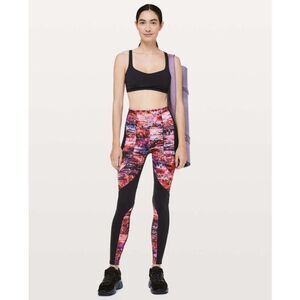 Lululemon Sweat & Repeat Legging 28" Black Dahliascape Everlux Size 6 W5BCWS EUC